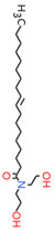 Structure chimique représentative de l'ODE, avec notation SMILES : CCCC=CCCC(=O)N(CCO)CCO